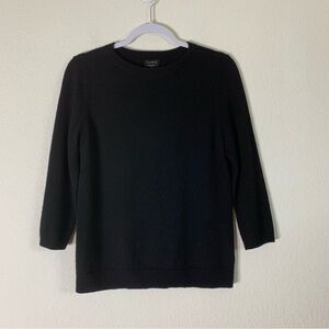 Talbots womens black pure cashmere/ 100% cashmere 3/4 sleeve pullover sweater M